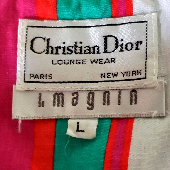Vintage Christian Dior House Dress Colorful Stripe - Picture 7 of 15